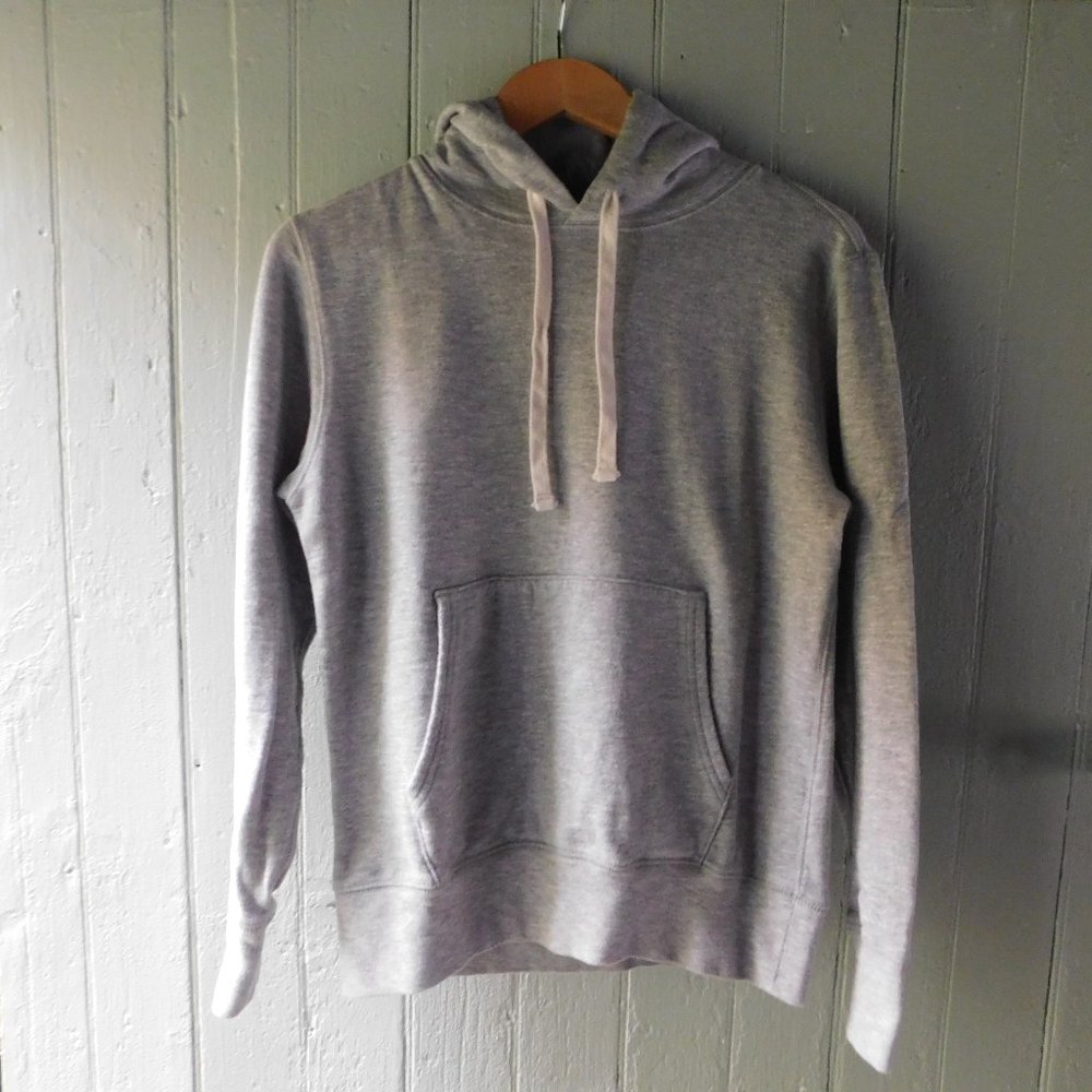 Basic Grey Drawstring Hoodie Sweatshirt - image 1